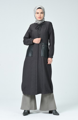 Leder Cape mit Tasche 35872A-02 Grau 35872A-02