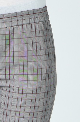 Plaid Patterned Trousers Gray Bordeaux 5002A-02