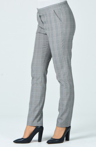 Plaid Patterned Pants Gray White 5002A-05