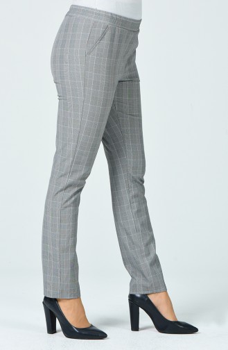 Plaid Patterned Pants Gray White 5002A-05