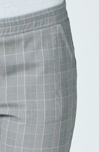 Plaid Patterned Pants Gray White 5002A-05