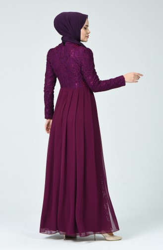 Lace Overlay Evening Dress Purple 5213-03