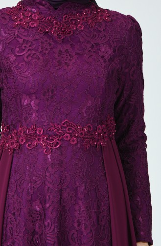 Lace Overlay Evening Dress Purple 5213-03