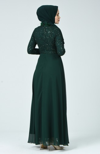 Feathered Evening Dress Emerald Green 5237-01
