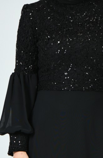 Sequined Evening Dress Black 5238-01