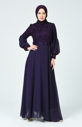 Sequined Evening Dress Purple 5238-02