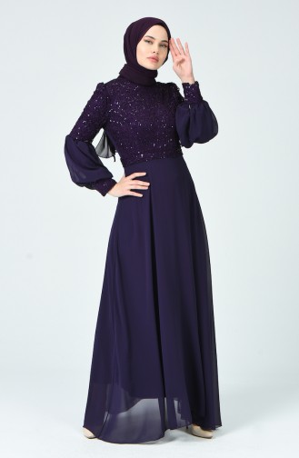 Sequined Evening Dress Purple 5238-02