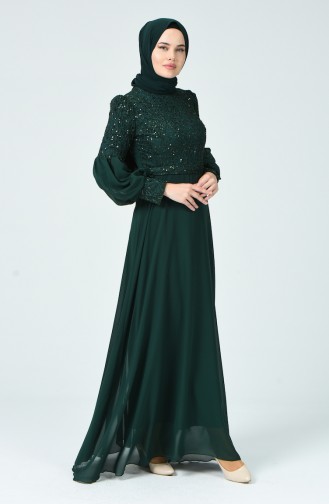 Robe de Soirée à Paillettes 5238-04 Vert émeraude 5238-04