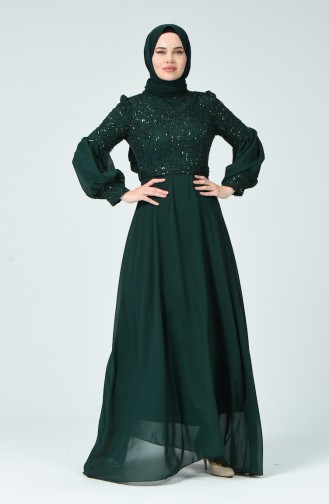 Robe de Soirée à Paillettes 5238-04 Vert émeraude 5238-04