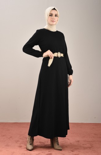 فستان بأكمام مطاط أسود 4189-01