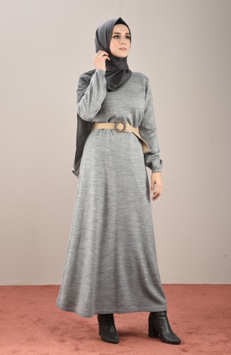 فستان بأكمام مطاطية رمادي 4189-06