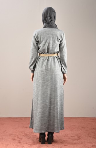 فستان بأكمام مطاطية رمادي 4189-06