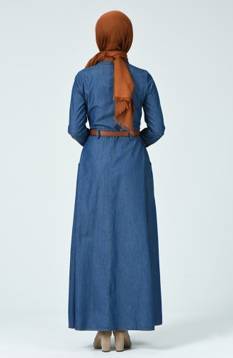 Navy Blue Hijab Dress 9067-02