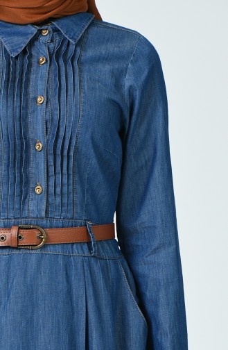 Robe Jean à Ceinture 9067-02 Bleu Marine 9067-02