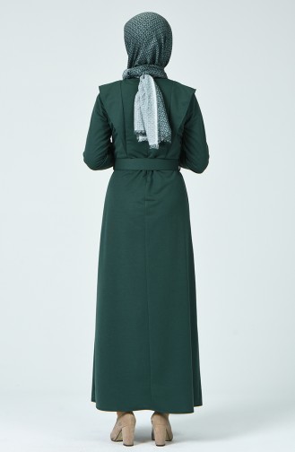 Kemerli Elbise 1980-04 Zümrüt Yeşili
