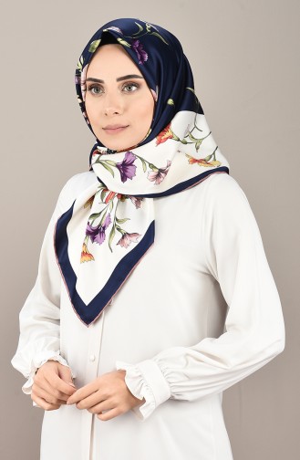 Patterned Rayon Scarf Onion Peel Navy Blue 2405-01