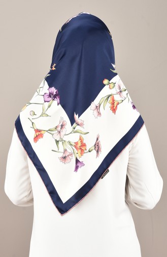 Patterned Rayon Scarf Onion Peel Navy Blue 2405-01