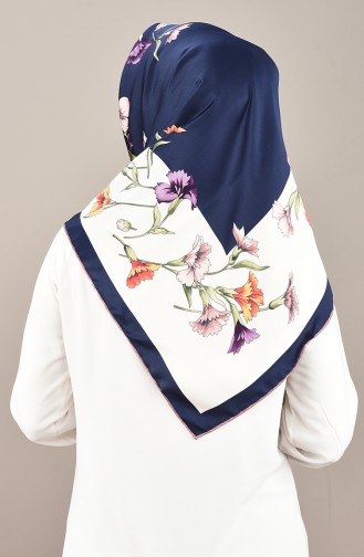 Patterned Rayon Scarf Onion Peel Navy Blue 2405-01