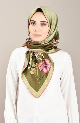 Patterned Rayon Scarf Pink Light Green 2405-03