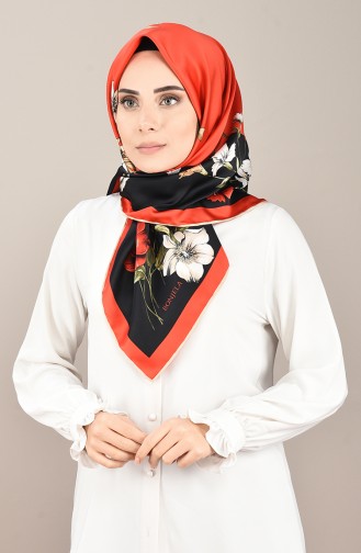 Patterned Rayon Scarf Light Beige Red 2405-04