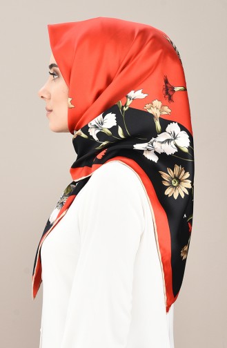 Patterned Rayon Scarf Light Beige Red 2405-04