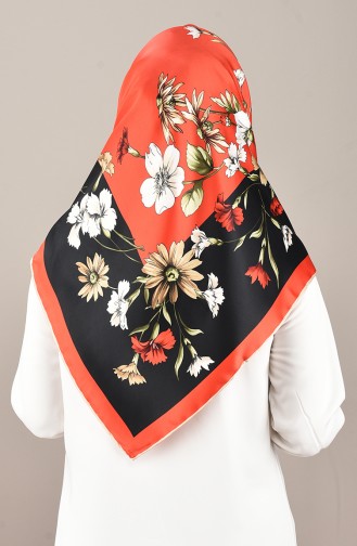 Patterned Rayon Scarf Light Beige Red 2405-04