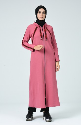 Abaya Sport à Capuche 4290A-04 Rose Pâle 4290A-04