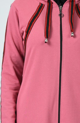 Abaya Sport à Capuche 4290A-04 Rose Pâle 4290A-04