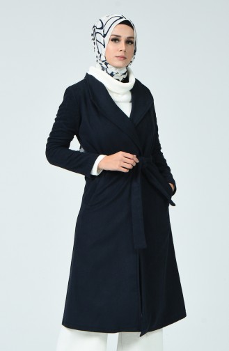 Belted Filt Coat Navy Blue 6020-05