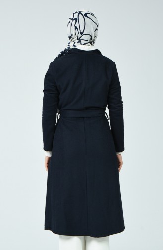 Belted Filt Coat Navy Blue 6020-05