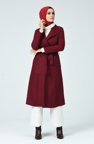 Belted Filt Coat Bordeaux 6020-06