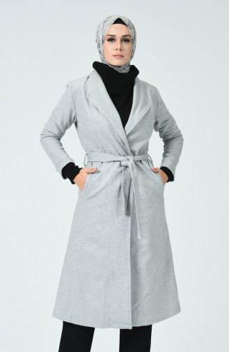 Belted Filt Coat Light Gray 6020-07