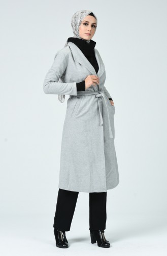 Belted Filt Coat Light Gray 6020-07