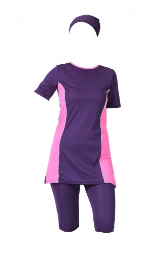 Short Sleeve Pool Swimwear Purple 0098-01