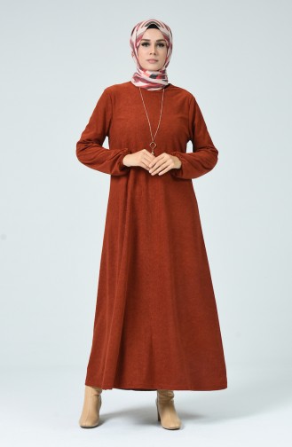 Brick Red Hijab Dress 0024-03