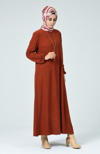 Ziegelrot Hijab Kleider 0024-03