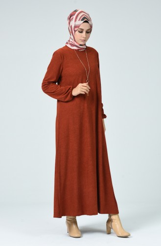 Brick Red Hijab Dress 0024-03