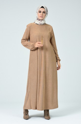Milk Coffee Hijab Dress 0024-06