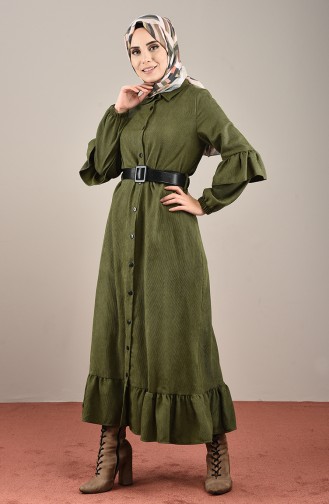 Khaki Hijab Dress 5019-02