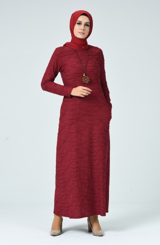 Claret Red Hijab Dress 0117-04
