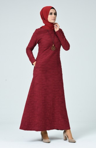 Weinrot Hijab Kleider 0117-04