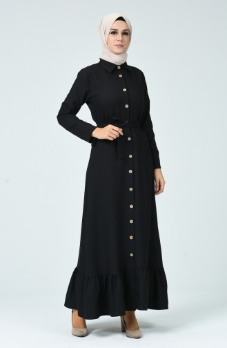 Schwarz Hijab Kleider 4528-01