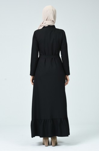 Schwarz Hijab Kleider 4528-01