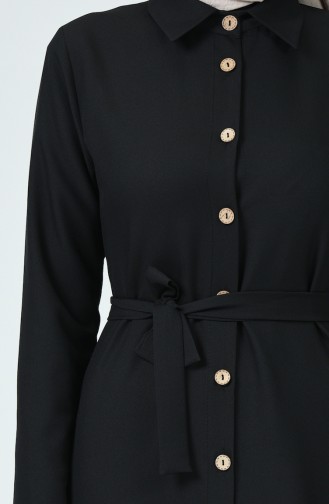 Düğme Detaylı Elbise 4528-01 Siyah