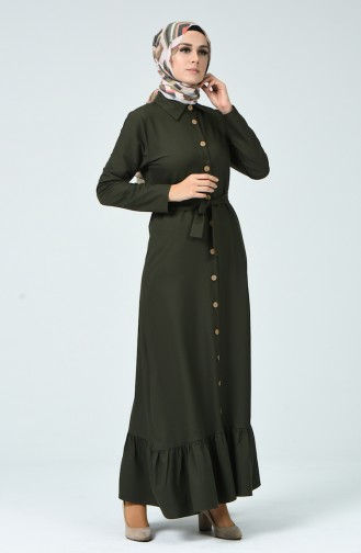 Khaki Hijab Dress 4528-03