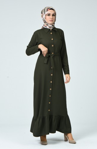 Khaki Hijab Kleider 4528-03
