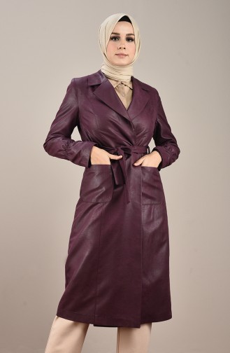 Trenchcoat aus Leder mit Gürtel 2125-03 Lila 2125-03