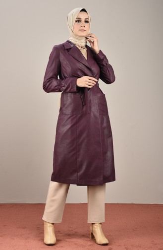 Trenchcoat aus Leder mit Gürtel 2125-03 Lila 2125-03