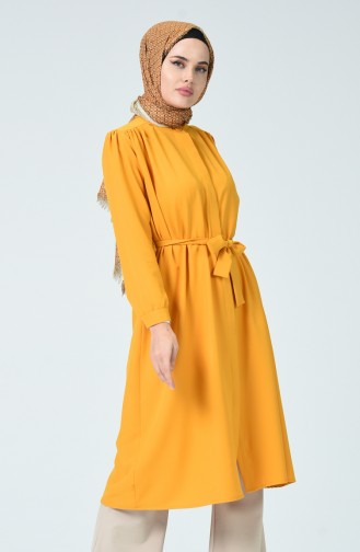 Pleated Medium length Tunic Mustard 1040-06