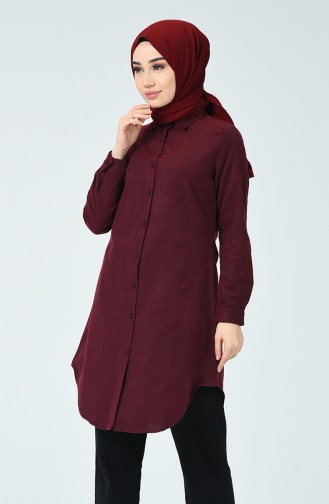 Düğmeli Tunik 6400-02 Bordo